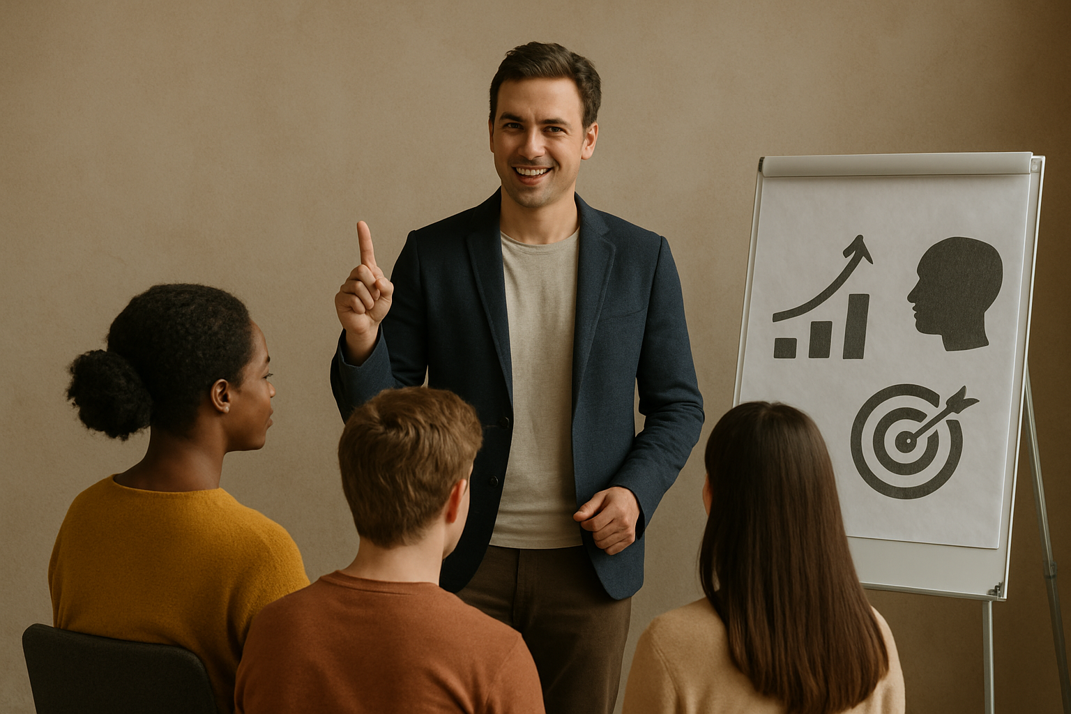 Coach in gesprek met cliënten